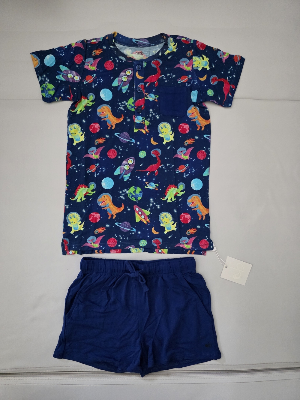 NWT Birdie Bean Bamboo Comet Short Sleeve Henley T-shirt and Shorts Set Size 5T